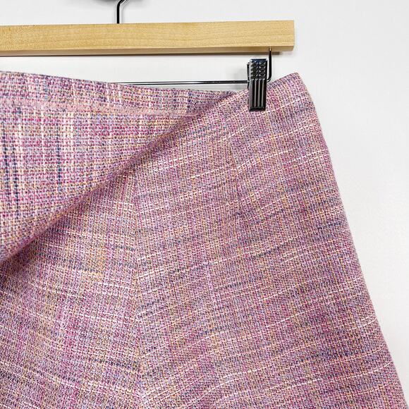 Lovers + Friends Medium M Pink Stargazer Tweed Mini Skort Wrap Front Shorts Zip - Picture 5 of 12